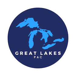 Graphic map of Great Lakes and the words Great Lakes Pac